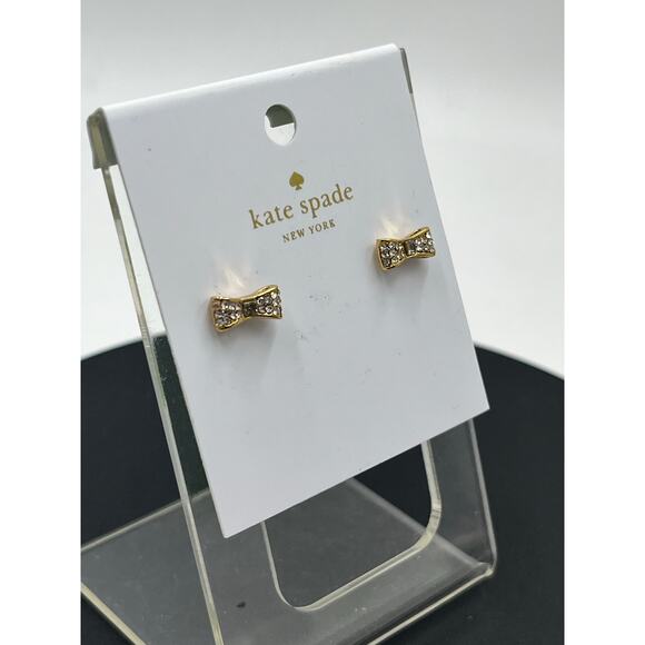Kate Spade Ready Set Mini Bow Gold Plated Pave Stud for Earrings New - Picture 3 of 9